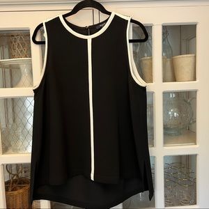 Madewell black crepe top with white detail